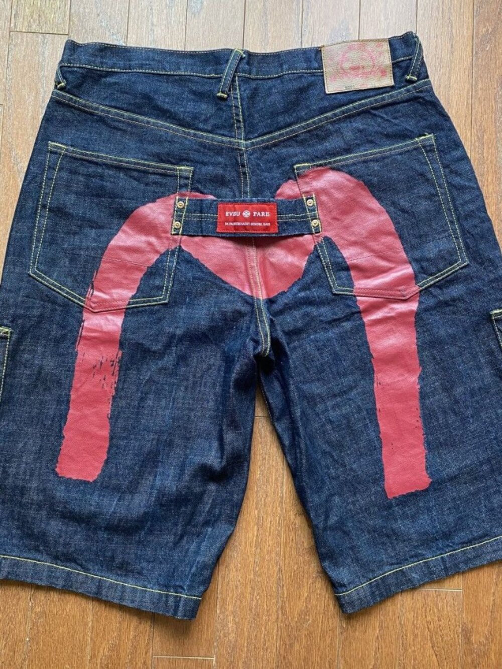 Evisu Paris 2000s Multi Pocket Denim Cargo Seagull Shorts